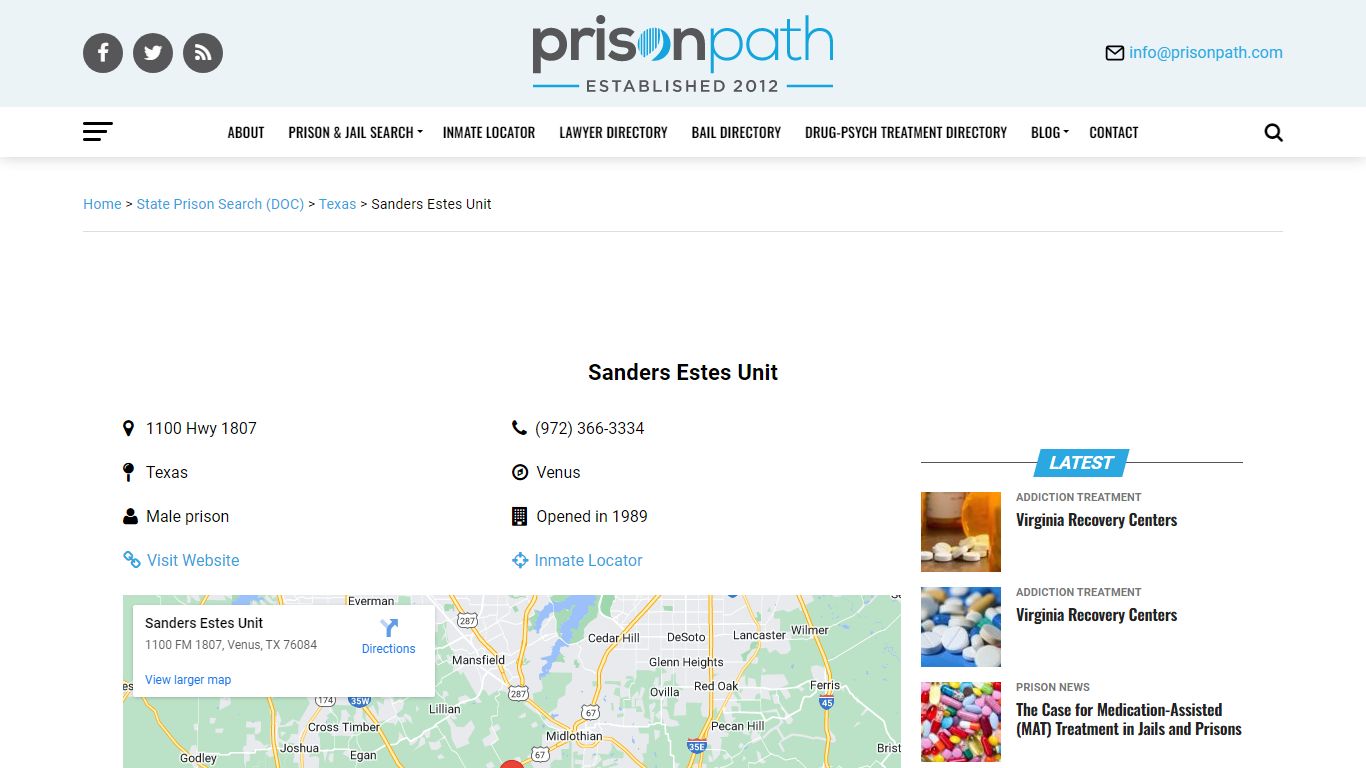 Sanders Estes Unit - Prison Inmate Search & Locator - Prison News ...